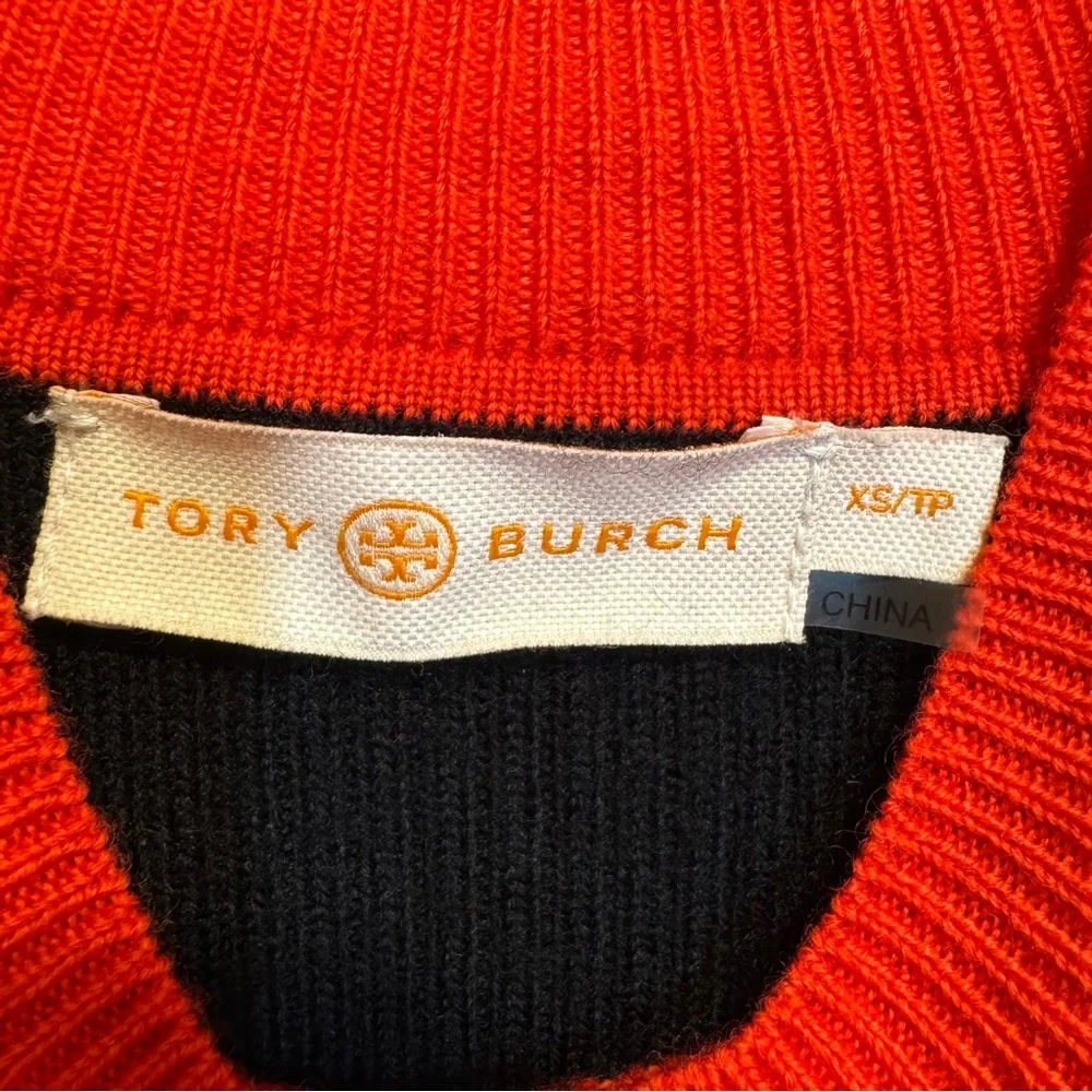 Tori Burch Color Block Merino Blend Turtleneck Sweater Size XS Read Description
